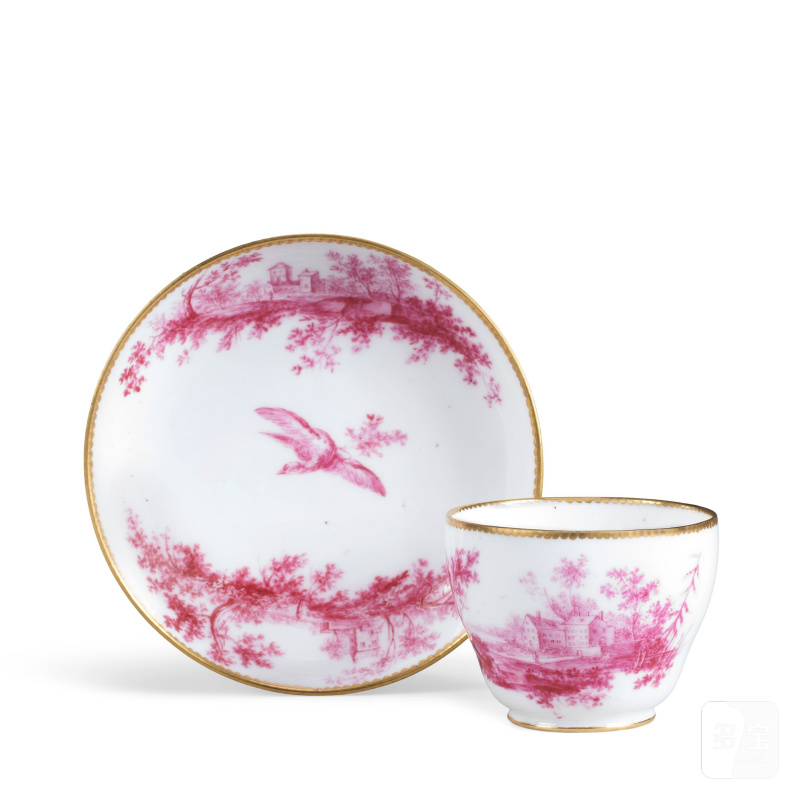 A Sèvres cup and saucer (gobelet Hébert et soucoupe), dated 1758